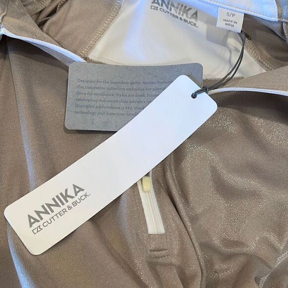 ANNIKA Cutter & Buck Golf Tennis Women’s Top Sz.S NWT Beige - Picture 5 of 6